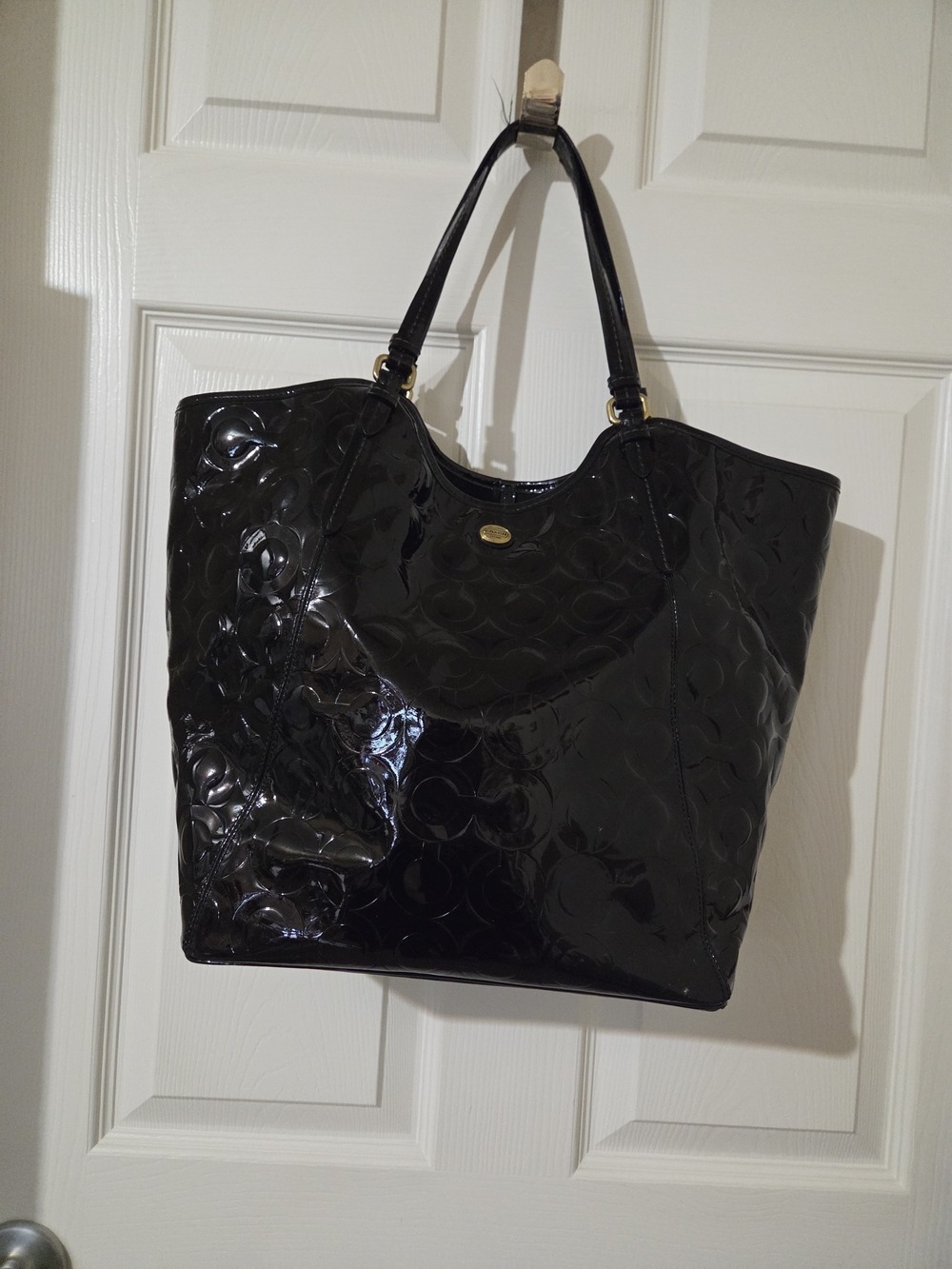 Coach Black Patent Leather Embossed Tote